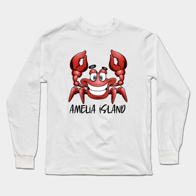 Amelia Island Florida Beach Crab Long Sleeve T-Shirt by BDAZ